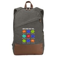 God Says I Am Autism Png Retro Autism Cotton Canvas Backpack