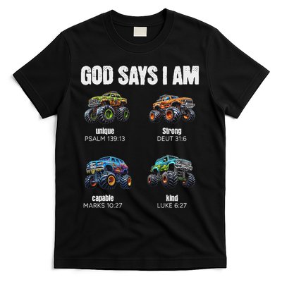 God Says I Am Christian Monster Truck T-Shirt