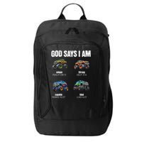 God Says I Am Christian Monster Truck City Backpack