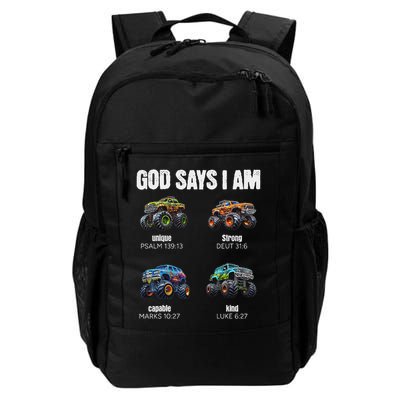 God Says I Am Christian Monster Truck Backpack