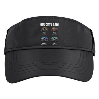 God Says I Am Christian Monster Truck Adult Drive Performance Visor