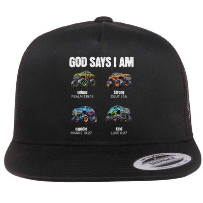 God Says I Am Christian Monster Truck Flatbill Hat