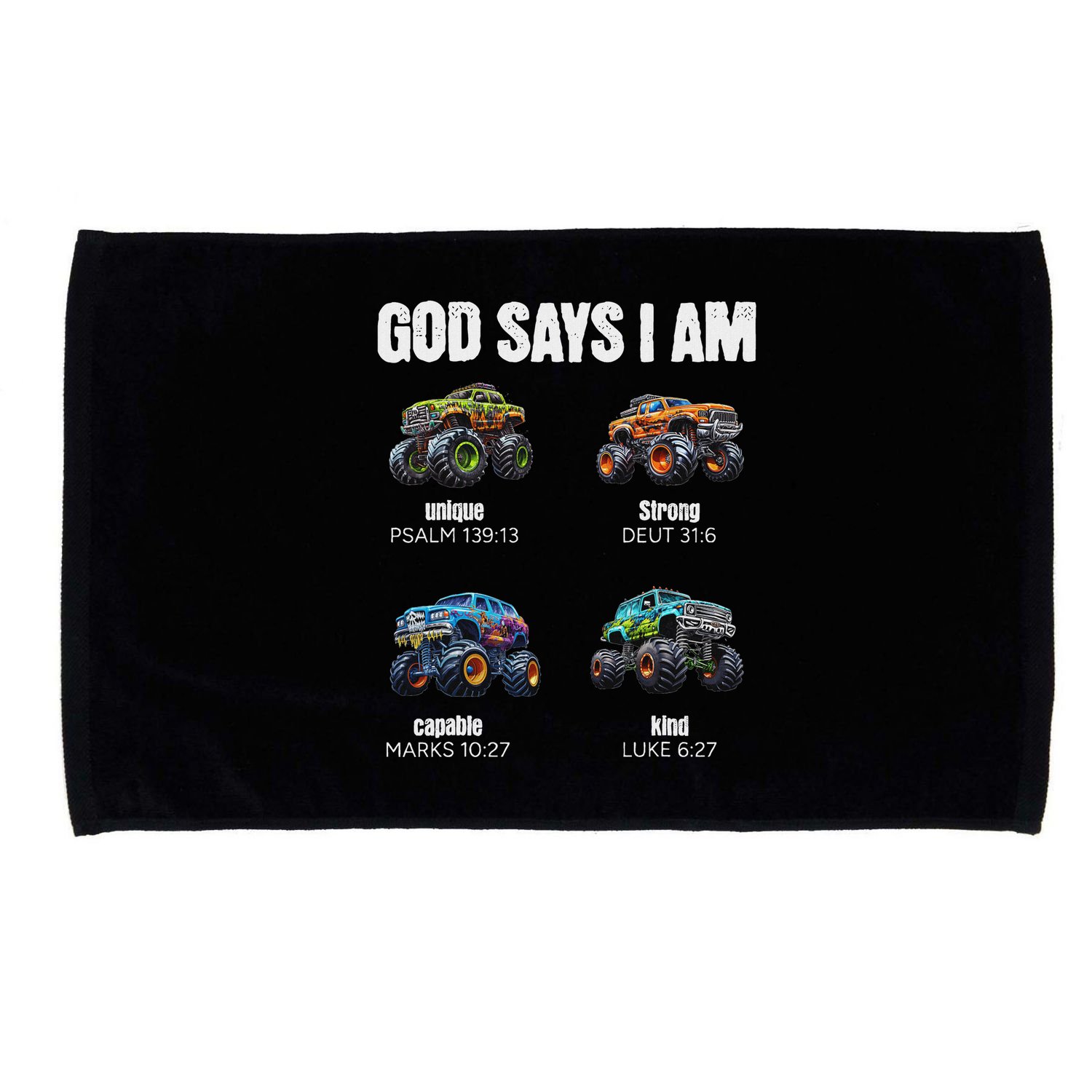God Says I Am Christian Monster Truck Microfiber Hand Towel