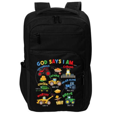 God Says I Am Bible Verse Farm Tractor Farmer Tractors Impact Tech Backpack
