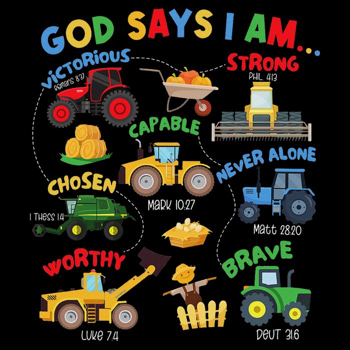 God Says I Am Bible Verse Farm Tractor Farmer Tractors Bucket Hat