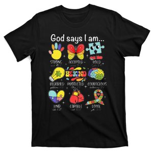 God Says I Am Autism Awareness Be Kind Christian Jesus T-Shirt