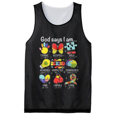 God Says I Am Autism Awareness Be Kind Christian Jesus Mesh Reversible Basketball Jersey Tank