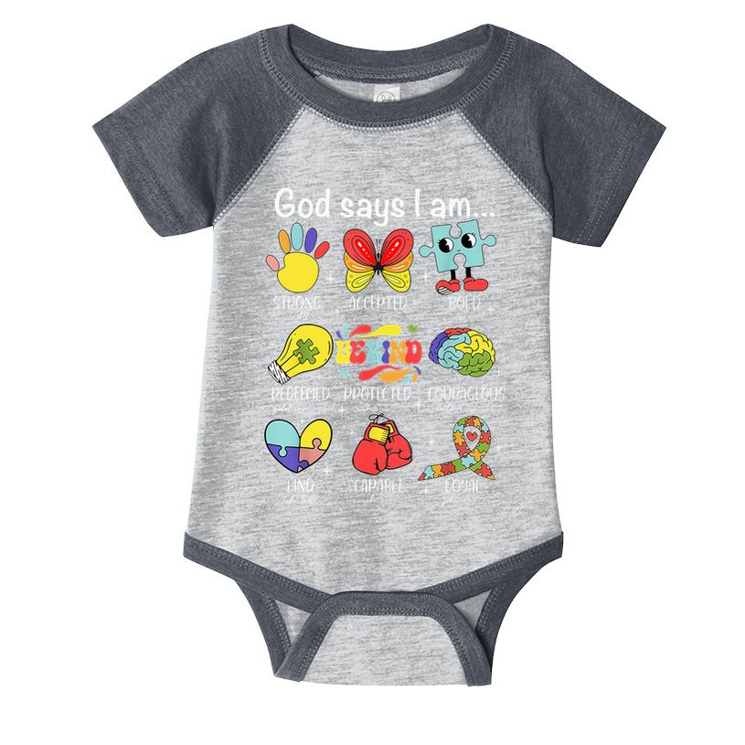 God Says I Am Autism Awareness Be Kind Christian Jesus Infant Baby Jersey Bodysuit