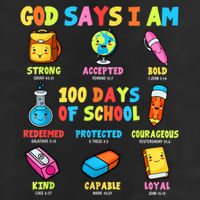 God Says I Am 100 Days Of School Christ Bible Saying Graphic 7 Panel Mesh Trucker Snapback Hat