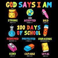 God Says I Am 100 Days Of School Christ Bible Saying Graphic Backpack