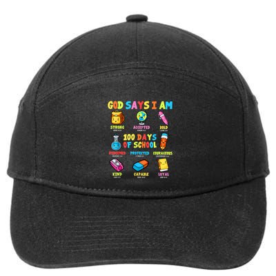 God Says I Am 100 Days Of School Christ Bible Saying Graphic 7-Panel Snapback Hat