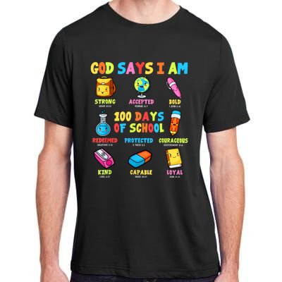 God Says I Am 100 Days Of School Christ Bible Saying Graphic Adult ChromaSoft Performance T-Shirt