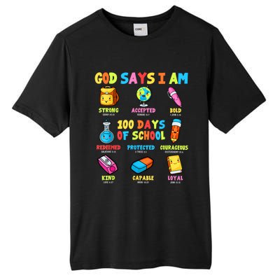 God Says I Am 100 Days Of School Christ Bible Saying Graphic Tall Fusion ChromaSoft Performance T-Shirt