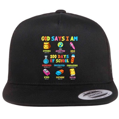 God Says I Am 100 Days Of School Christ Bible Saying Graphic Flatbill Hat
