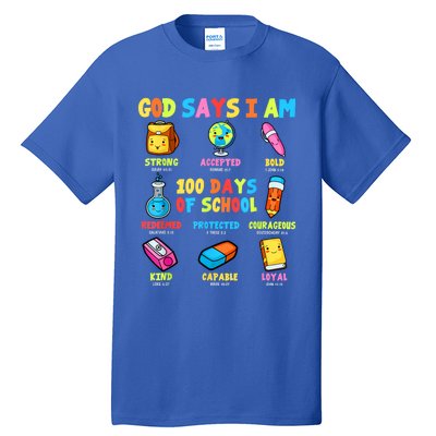 God Says I Am 100 Days Of School Christ Bible Saying Graphic Tall T-Shirt