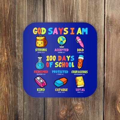 God Says I Am 100 Days Of School Christ Bible Saying Graphic Coaster