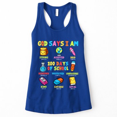 God Says I Am 100 Days Of School Christ Bible Saying Graphic Womens Tank Top