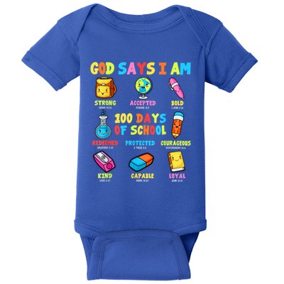 God Says I Am 100 Days Of School Christ Bible Saying Graphic Baby Bodysuit