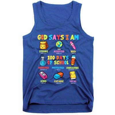 God Says I Am 100 Days Of School Christ Bible Saying Graphic Tank Top
