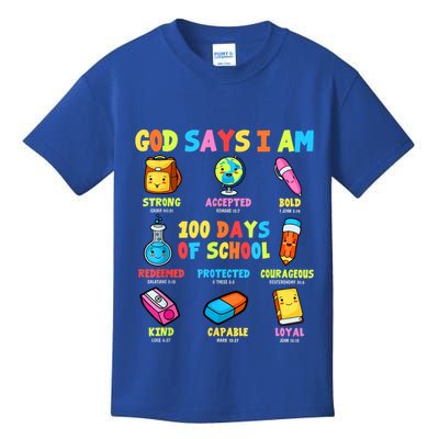 God Says I Am 100 Days Of School Christ Bible Saying Graphic Kids T-Shirt