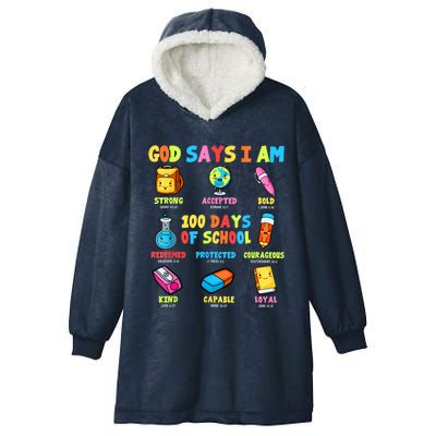 God Says I Am 100 Days Of School Christ Bible Saying Graphic Hooded Wearable Blanket