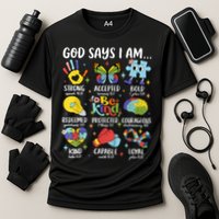 God Says I Am Be Kind Autism Awareness SPED  Cooling Performance Crew T-Shirt