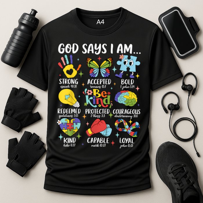 God Says I Am Be Kind Autism Awareness SPED  Cooling Performance Crew T-Shirt