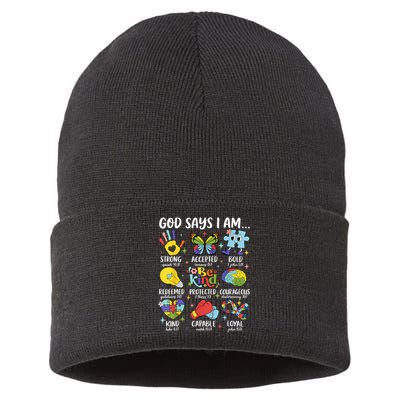God Says I Am Be Kind Autism Awareness SPED  Sustainable Knit Beanie