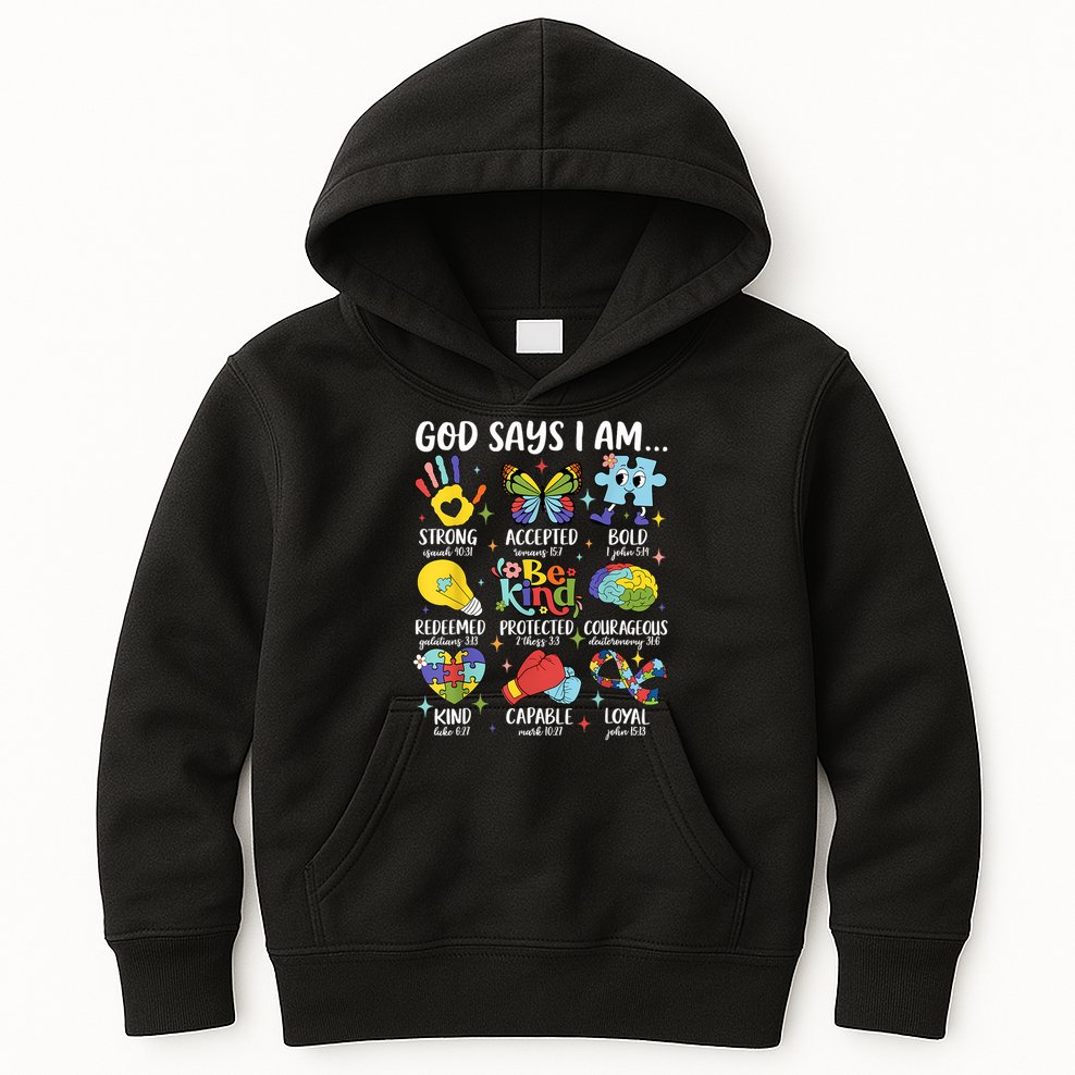 God Says I Am Be Kind Autism Awareness SPED  Kids Hoodie