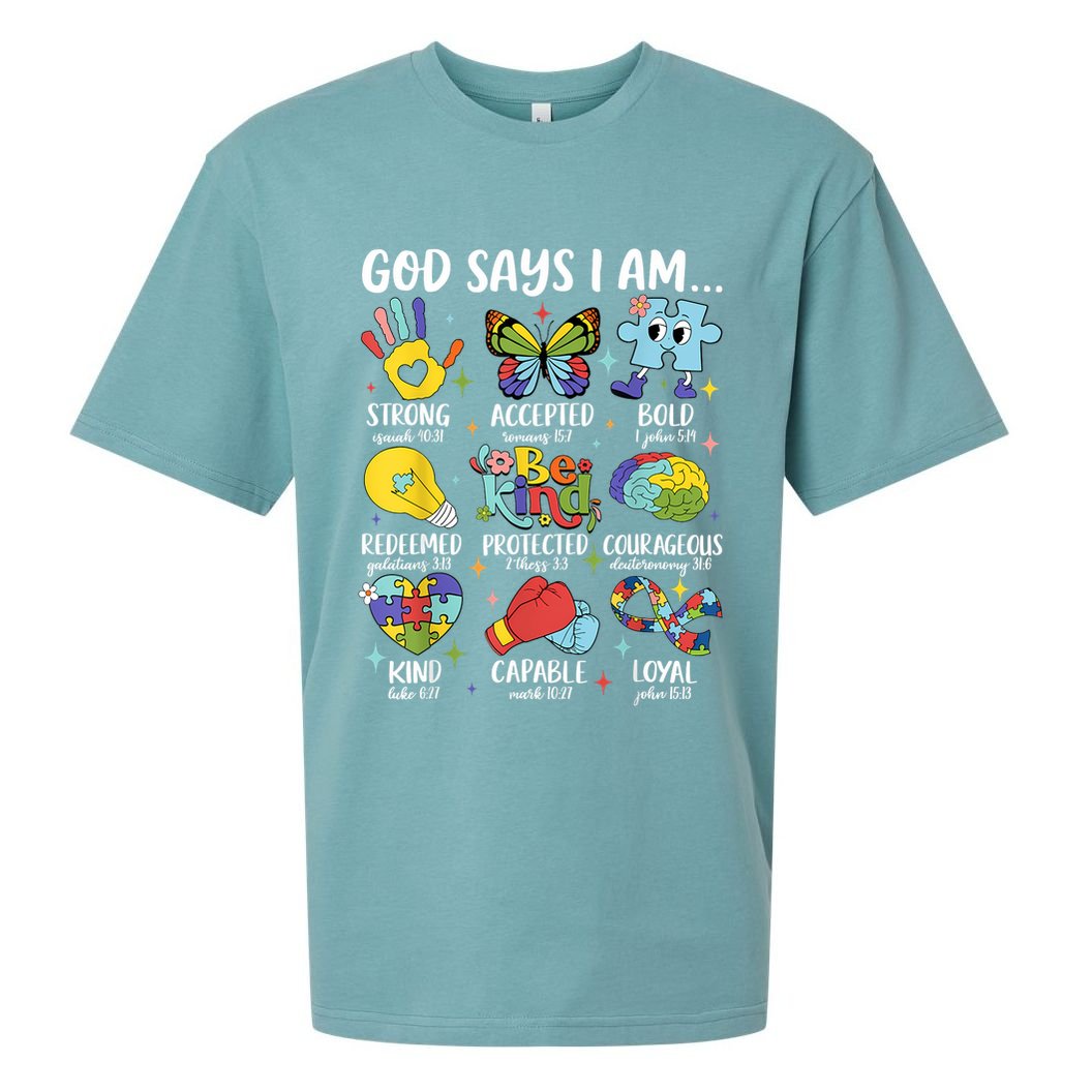 God Says I Am Be Kind Autism Awareness SPED  Sueded Cloud Jersey T-Shirt