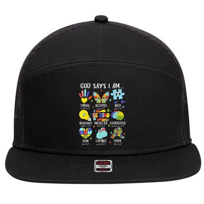 God Says I Am Be Kind Autism Awareness SPED Women 7 Panel Mesh Trucker Snapback Hat