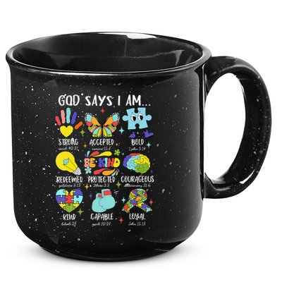 God Says I Am Be Kind Autism Awareness SPED Women 15oz Campfire Ceramic Mug