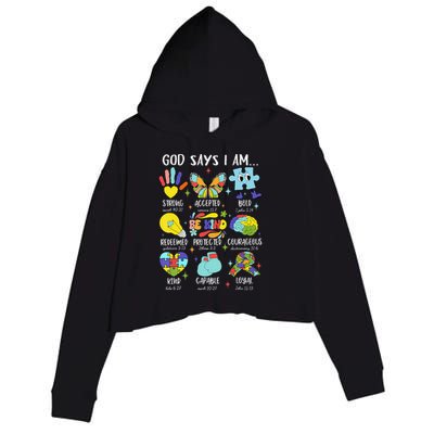God Says I Am Be Kind Autism Awareness SPED Women Crop Fleece Hoodie