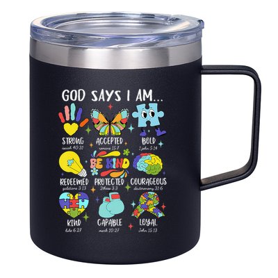 God Says I Am Be Kind Autism Awareness SPED Women 12oz Stainless Steel Coffee Mug