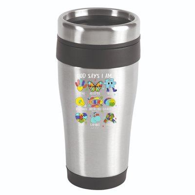 God Says I Am Be Kind Autism Awareness SPED Women 16oz Travel Tumbler