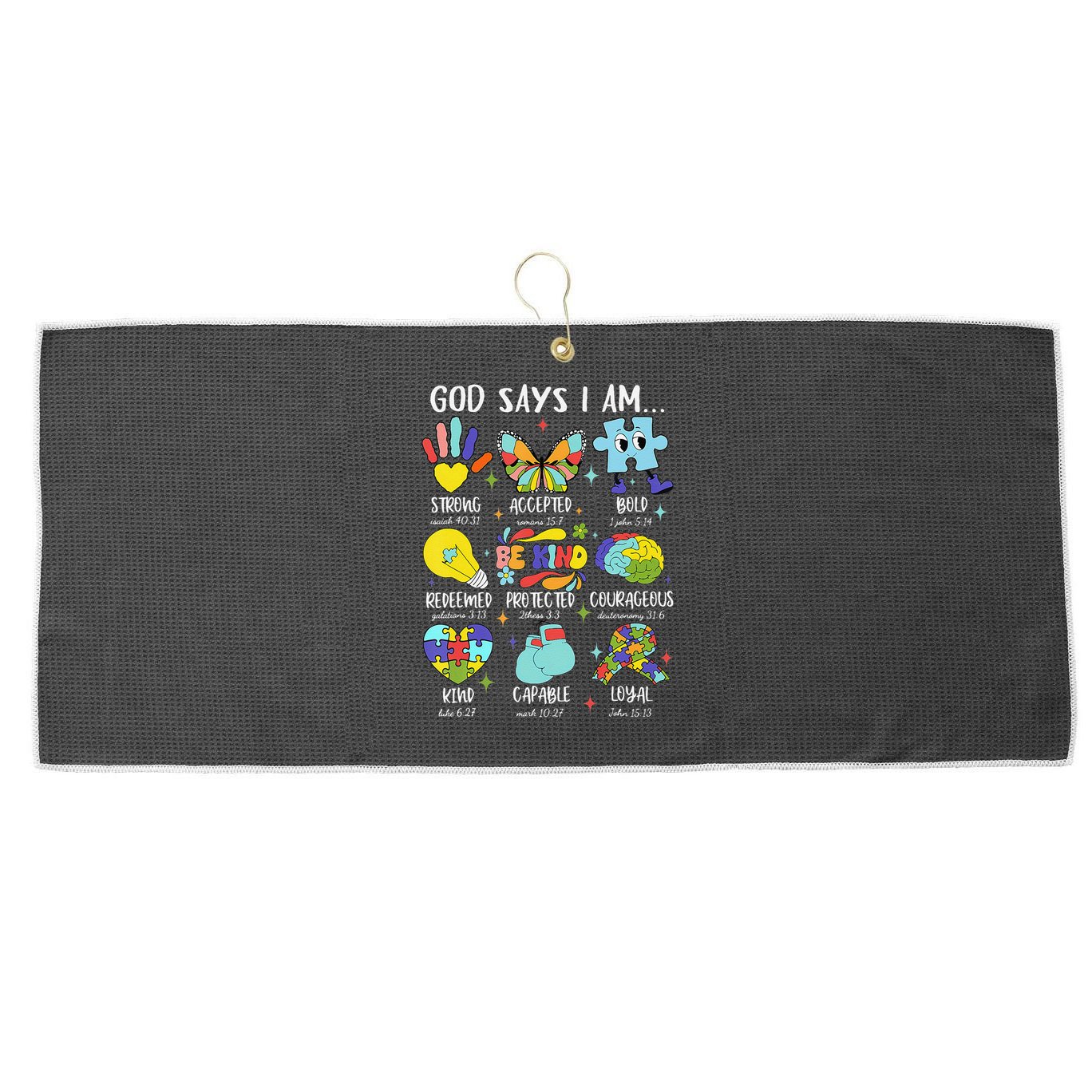 God Says I Am Be Kind Autism Awareness SPED Women Large Microfiber Waffle Golf Towel