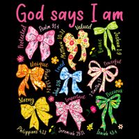 God Says I Am Coquette Bow Floral Christian Mother's Day Cooling Performance Crew T-Shirt