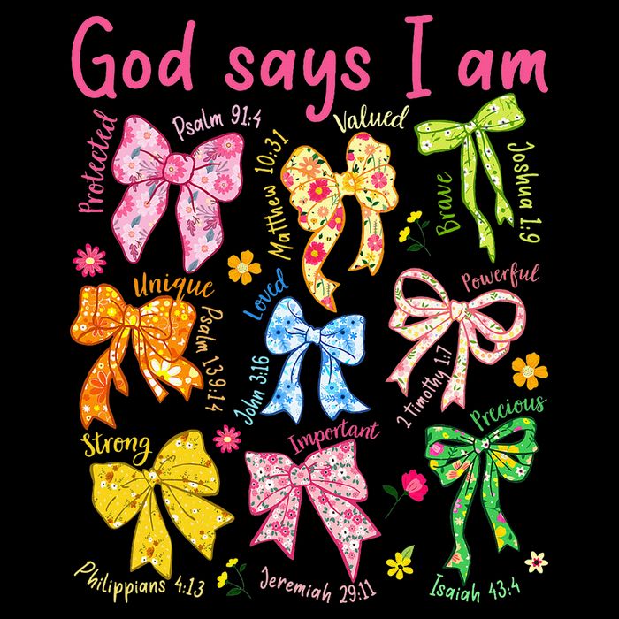 God Says I Am Coquette Bow Floral Christian Mother's Day Cooling Performance Crew T-Shirt