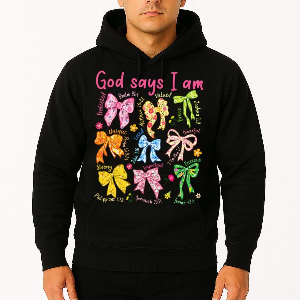 God Says I Am Coquette Bow Floral Christian Mother's Day Hoodie