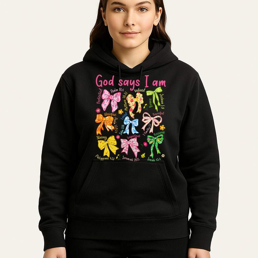 God Says I Am Coquette Bow Floral Christian Mother's Day Hoodie