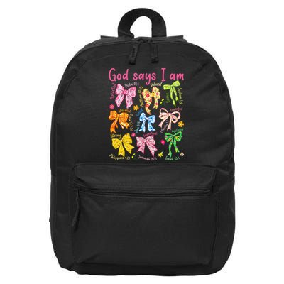 God Says I Am Coquette Bow Floral Christian Mother's Day 16 in Basic Backpack