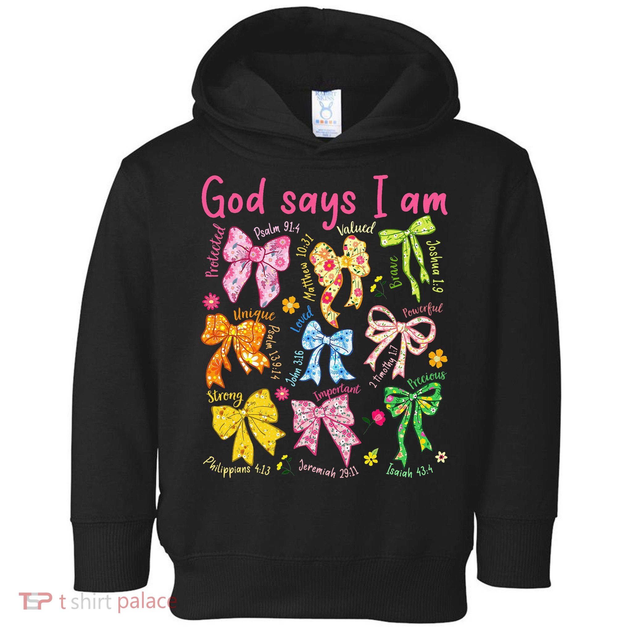 God Says I Am Coquette Bow Floral Christian Mother's Day Toddler Hoodie