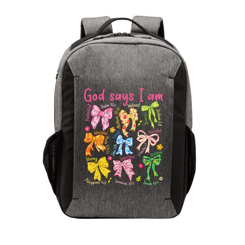 God Says I Am Coquette Bow Floral Christian Mother's Day Vector Backpack