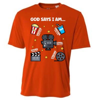 God Says I Am Watching Movie Lover Boy Girl Christian Cooling Performance Crew T-Shirt