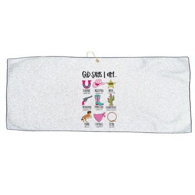 God Says I Am Cowgirl Christian Western Country Bible Verse Large Microfiber Waffle Golf Towel