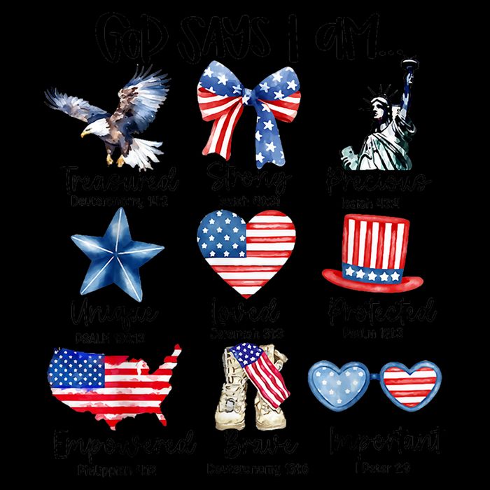 God Says I Am 4th Of July Christian Family Flexfit Unipanel Trucker Cap