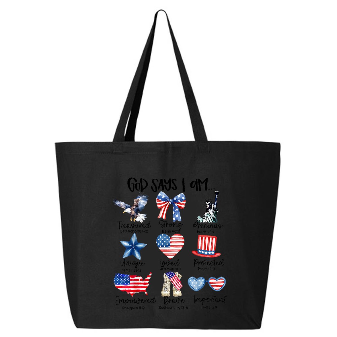 God Says I Am 4th Of July Christian Family 25L Jumbo Tote