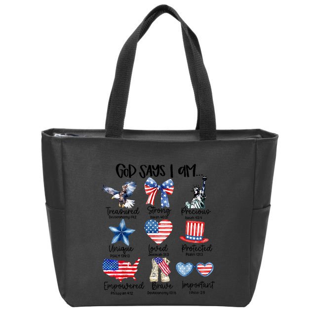 God Says I Am 4th Of July Christian Family Zip Tote Bag