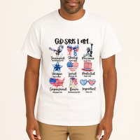 God Says I Am 4th Of July Christian Family Tall T-Shirt