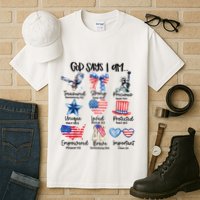 God Says I Am 4th Of July Christian Family Tall T-Shirt
